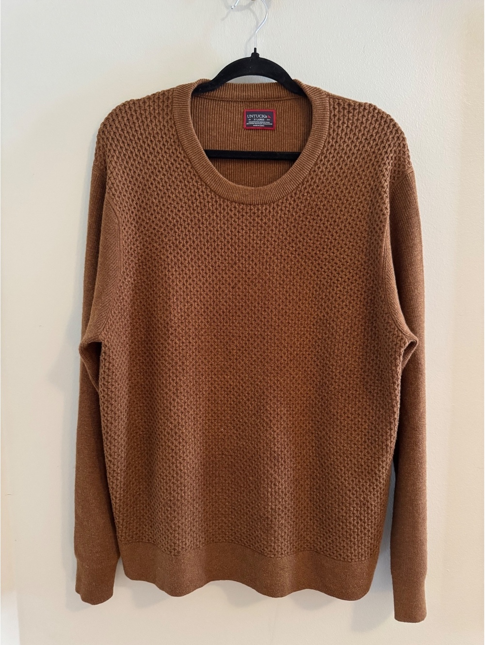 UNTUCKit Men's Crew Neck Sweater Liga Style Brown Size XL